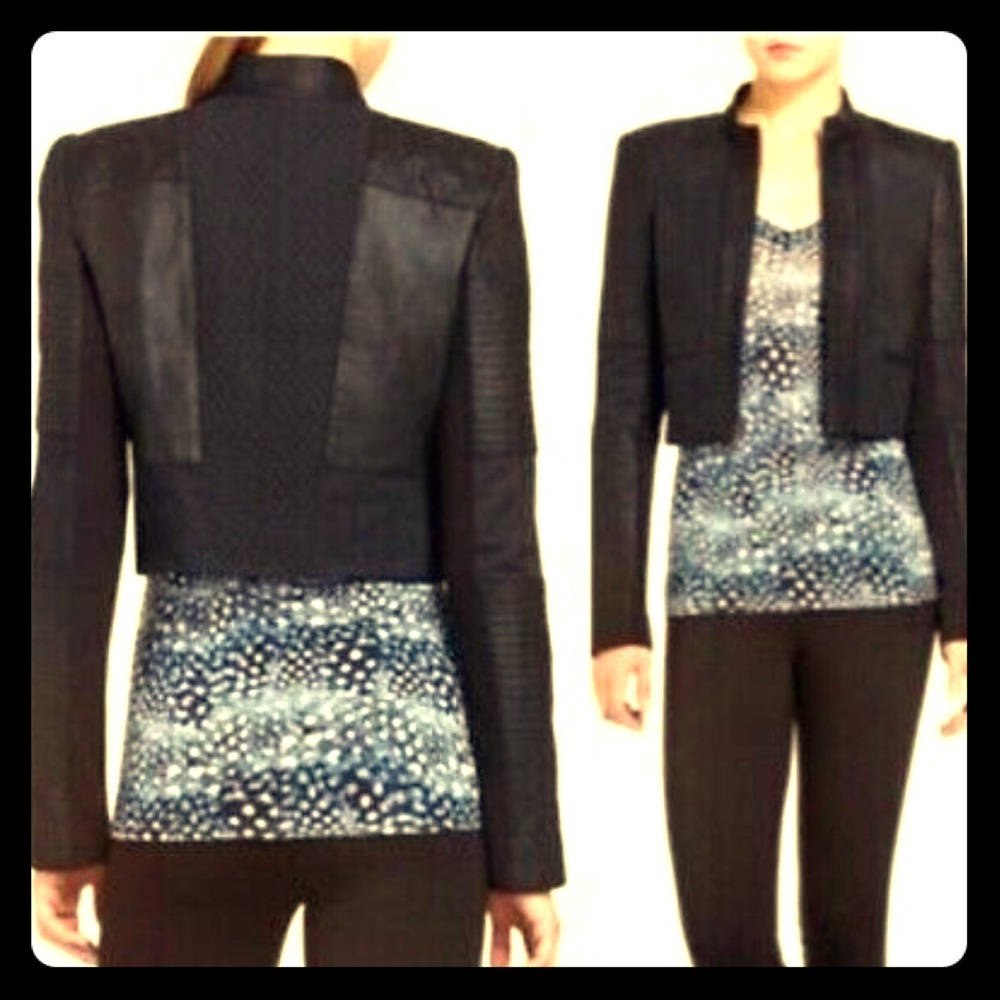 BCBG Maxazria Joshua Moto crop jacket black XS - Picture 2 of 6